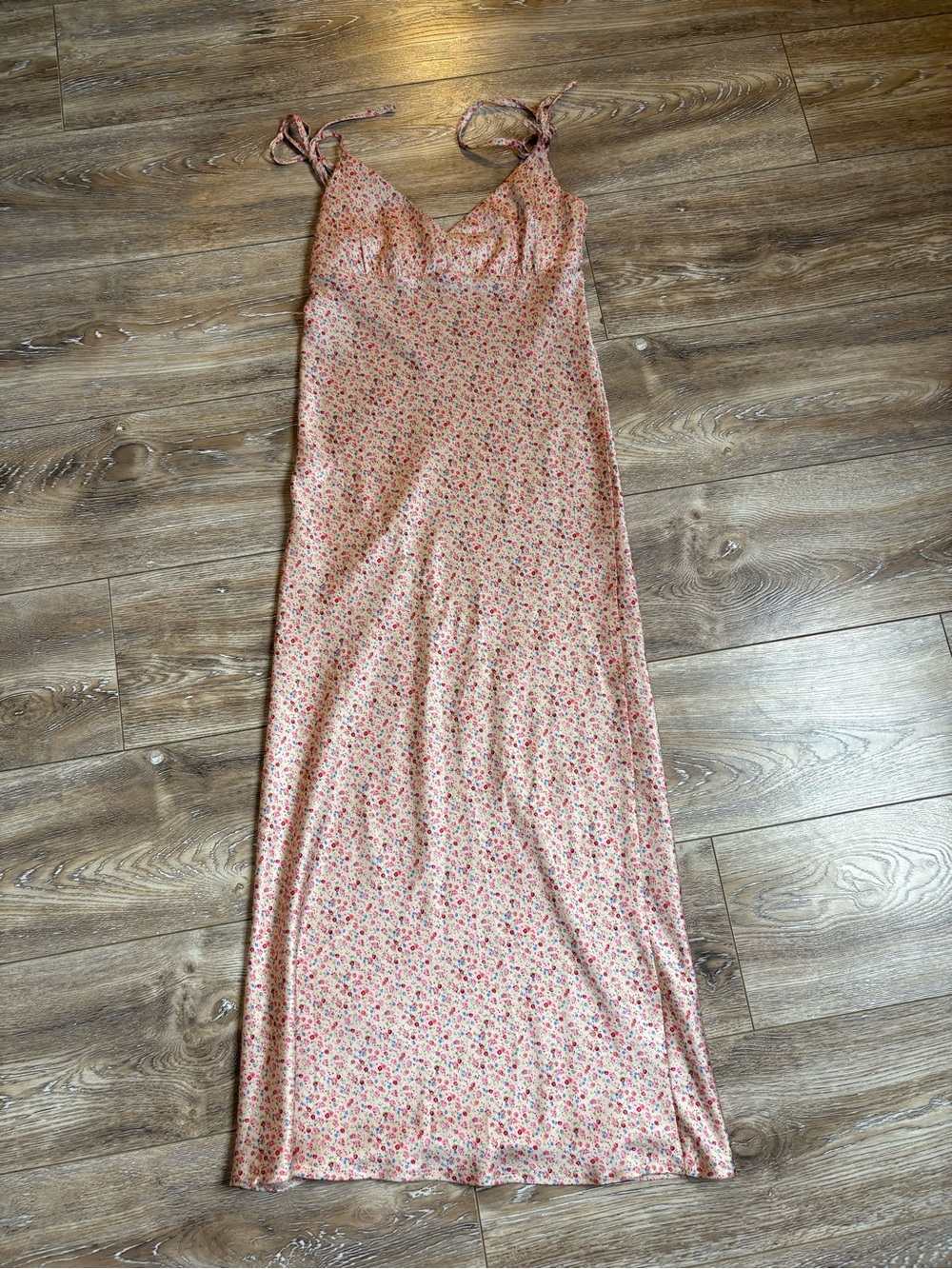 Princess Polly size 2 Floral Pink Slip Dress with Tie Straps